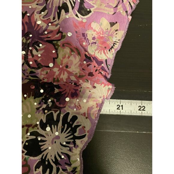 Vintage Rampage Womens Top Small Purple Floral Chiffon Sheer Sequin Fairy 90s - Picture 5 of 7